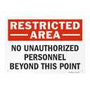 SmartSign - S-0062-AL-14 "Restricted Area - No Unauthorized Personnel Beyond This Point" Sign | 10" x 14" Aluminum Black/Red on White