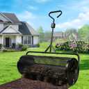 Compost Spreader 36 Inch Push/Tow Peat Moss Spreader with Installation Support, Powder-Coated Metal Mesh Roller Spreader for Manure , Lawn Care, Garden Spreading, Top Dressing & Mulch - Soil Spreader
