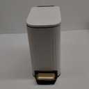 Small Bathroom Trash Can with Lid Soft Close-6L/1.6 Gal Slim Step Garbage Can-Metal Pedal Wastebasket-Narrow Rectangle Garbage Container Bin for Corner Office, Bedroom, Toilet, Live Room-White