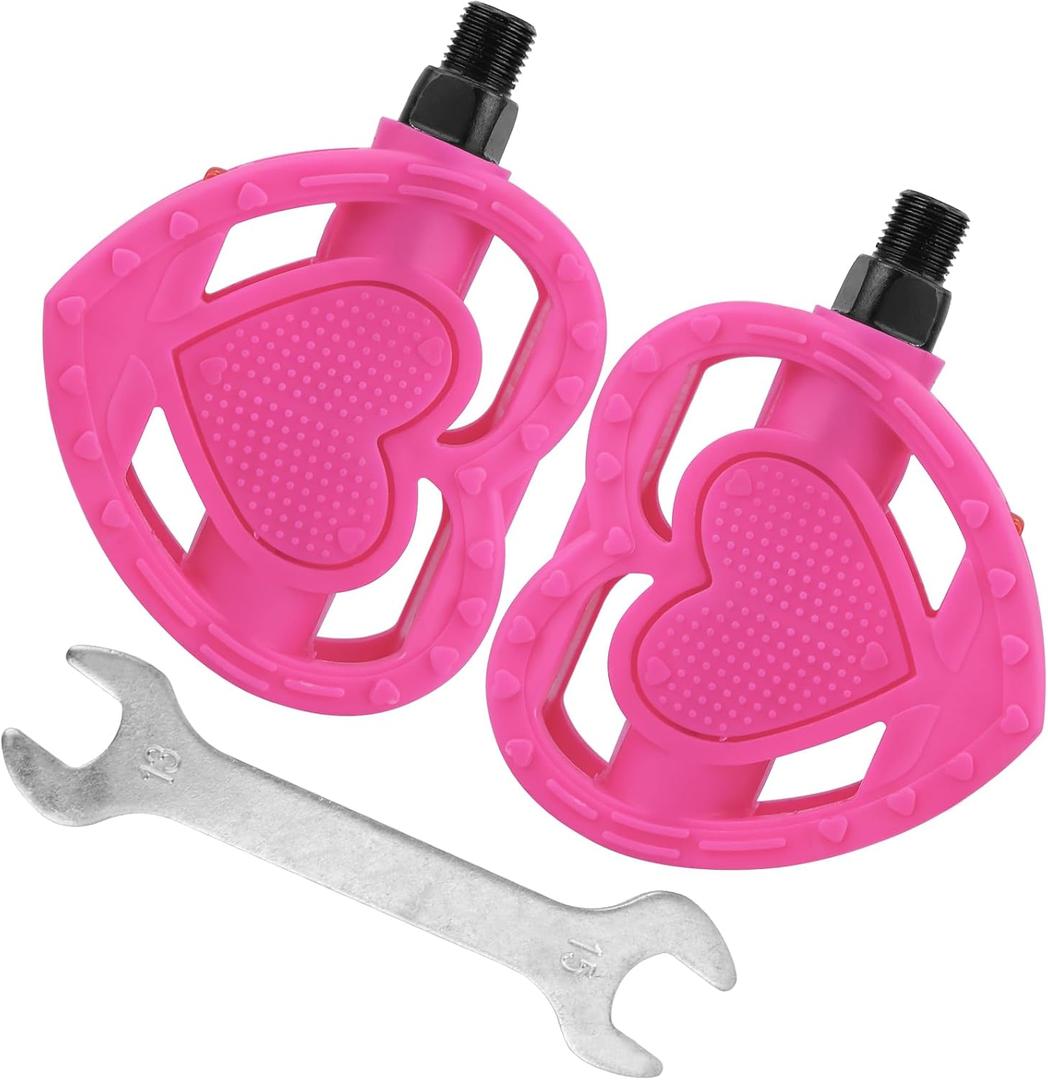 WEEROCK Kid Bike Pedal 1/2" Child Pink Pedals for 12 14 16 20 Inch One-Piece Crank Girls Bike Youth Bicycles, Pink