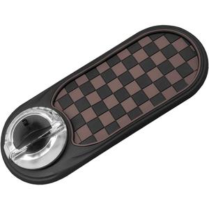 Multifunction Car Anti-Slip Mat, Rotatable Temporary Parking Number, Universal Auto Dashboard Organizer Pad Accessory for Phones, Sunglasses, Keys (Brown/Silver)