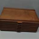 VISWIN 6-Drawer Art Supply Storage Organizer, Beech Wood Artist Storage Box with Removable Dividers, Portable Art Box for Paints, Brushes, Pencils, Pens, Pastels - Walnut