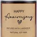 Happy Anniversary Candle Gifts, Gift for Couple Anniversary, Romantic Gifts for Her, Him, Girlfriend, Boyfriend, Wife, Husband, 7oz Soy Wax Lavender Scented Candle, Aniversario Gift for Her