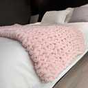 Knit Blanket Throw 40"x60", Chenille Throw Blankets, Handmade Warm & Cozy Blanket Couch Bed Home Decor, Soft Breathable Fleece Banket, Christmas for Couch Bed Sofa Best Gift (Pink)