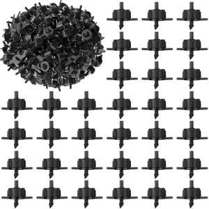 Tujoe 150 PCS Pressure Compensating Irrigation Drip Emitters 1/4 Inch Self-Cleaning Pressure Compensating Sprinklers for 4/7mm Tube Watering Drip Irrigation System(Black,1 GPH)