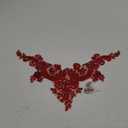 Handmade Rhinestones lace Applique handsewing Beads Trim Patches Neckline for Dress Clothes Accessory (Red)