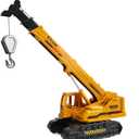 ABS Diecast Crane Truck Toy for Boys Ages 3-12, Friction Powered Construction Vehicle with Manual Lifting Arm, Christmas & Birthday Gifts for Toddlers Kids
