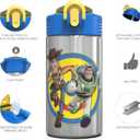 Zak Designs Toy Story 4 Buzz & Woody 15.5 ounce Water Bottle, One Hand Operation Action Lid and Built-in Carrying Loop, with Straw is Perfect for Kids