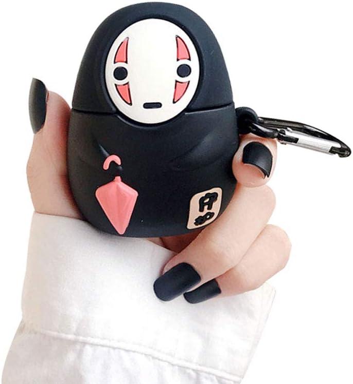 Case Compatible with AirPods 1/2, Super Cute Creative Sitting Faceless Man No Face Man Holding Umbrella Design Case, Soft Silicone Earphone Protection Skin +Hook