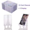 Cards Sleeves Top Loaders 10 Hard Acrylic Card Protector Clear Card Brick + 2 Display Stand Fit for Trading Cards,Standard Sports Cards,Baseball Card Holder Cases Collectibles White