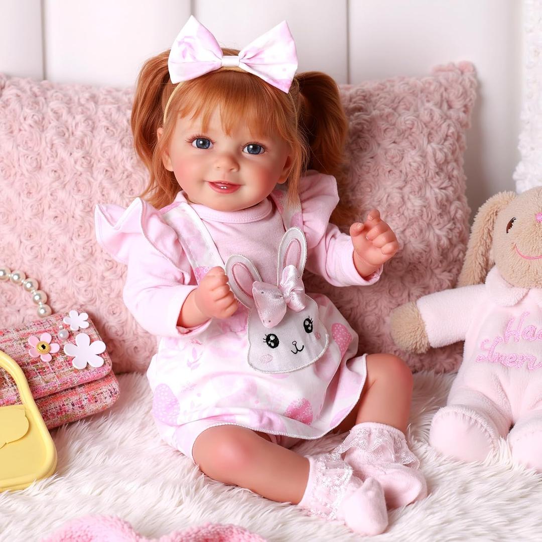BABESIDE Lifelike Reborn Baby Dolls Doreen - 20 Inch Cute Realistic Baby Doll Sweet Smile Girl Soft Body Reborn Toddler Dolls Real Life Baby Dolls for Kids 3+ & Collectors