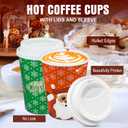 Charmount 100Pcs 12 Oz Christmas Disposable Paper Coffee Cups with Lids, To Go Coffee Cups for Hot Chocolate, Cocoa, Hot Tea, Drinks and Christmas Party and Coffee Bars Decoration Supplies
