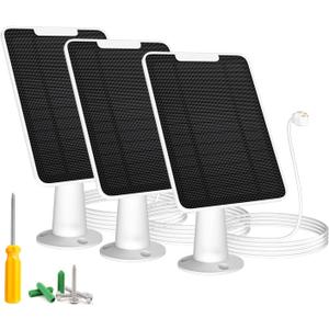 6W Solar Panel Charger Compatible with Google Nest Camera Outdoor & Indoor (Battery Version), Solar Power for Google Nest Cam, IP65 Weatherproof, w/Secure Wall Mount & Screwdriver, 13ft Cable, 3 Pack