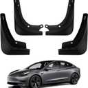 JANSION 2016-2022 Model 3 for Tesla Mud Flaps Splash Guards Fenders No Holes, No Tape All-Weather Splash Guards, Durable No Ground Cutting (Set of 4)