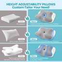 BDEUS Sleep Apnea Pillow, Cervical Neck Pillow for Pain Relief, Ergonomic Side Sleeper Pillow for Adults, Orthopedic Contour Memory Foam Pillow for Neck Support, Anti Snore, Cooling, Grey