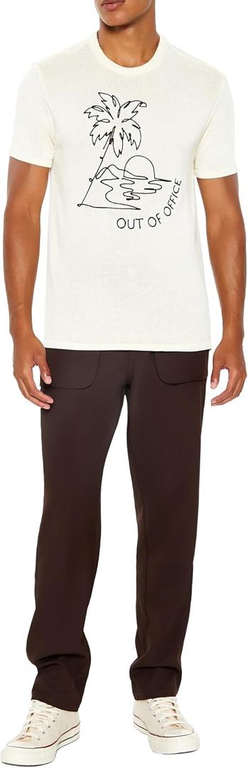 Forever 21 Men's Studded Slim-fit Mid-Rise Pants (Brown)