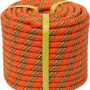 Double Braided Arborist Rope - 1/2 Inch x 200 Feet Polyester High Strength Climbing Rope for Tree Work, Halyard, Sailing (Orange)