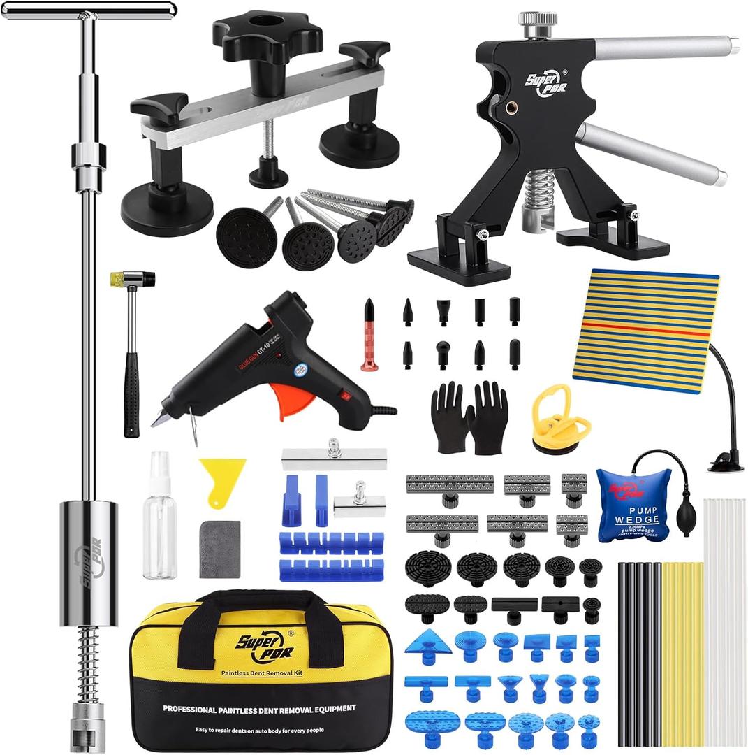 Super PDR Paintless Dent Removal Kit Professional, Car Dent Puller Kit with Slide Hammer Dent Lifter Bridge Puller, PDR Tools Auto Body Dent Repair Kit for Cars, Dent Removal for Car Body Repair