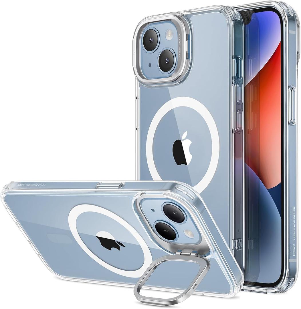 ESR for iPhone 14 Plus Case, Compatible with MagSafe, Built-in Stash Stand Clear Phone Case for iPhone 14 Plus, Military-Grade Protection, Magnetic Phone Case, Classic Series, Clear