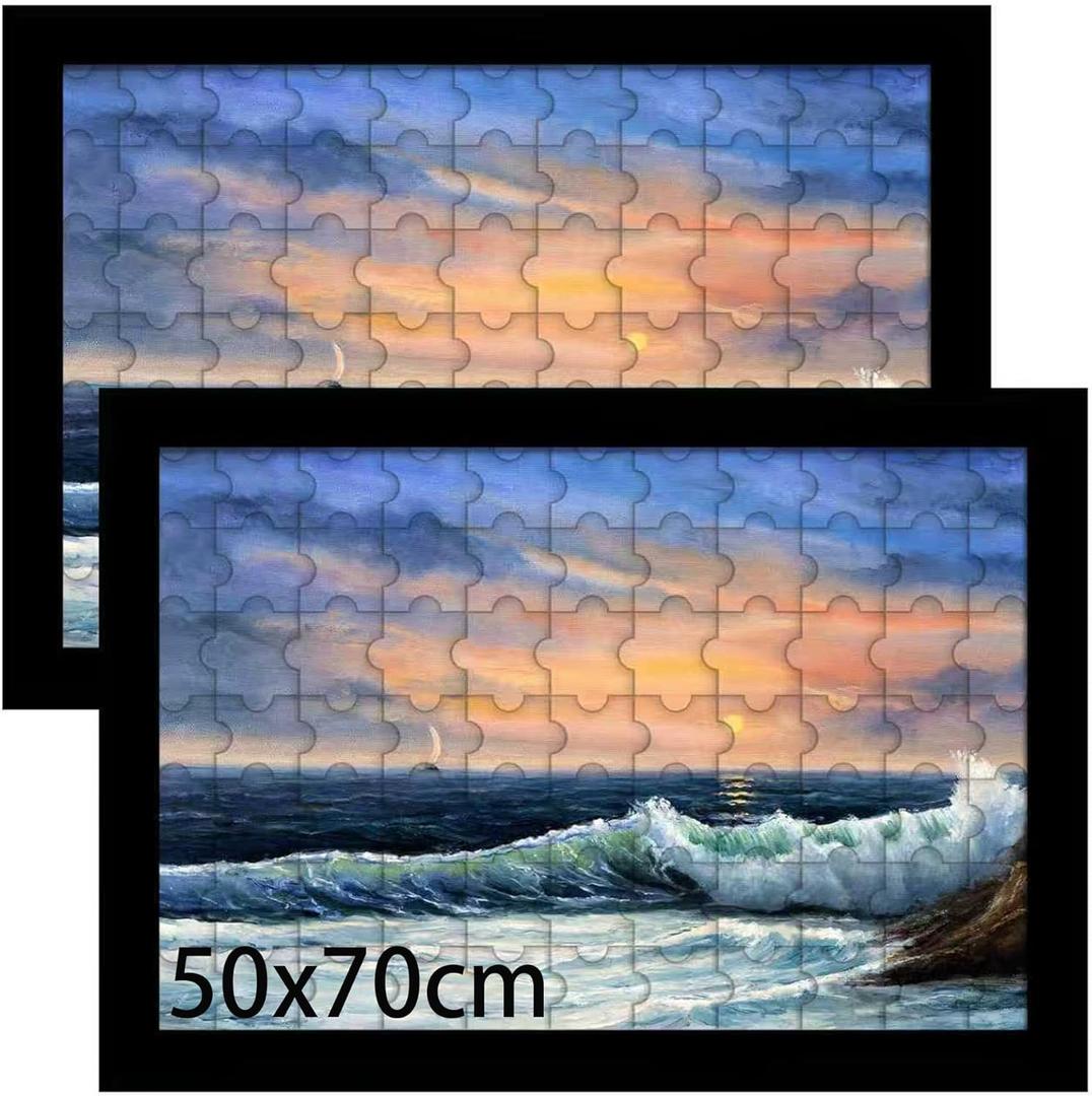 LUCKYLIFE 19.7x27.6 Puzzle Picture Frame, Wall Hanging Poster Frames, Display Pictures 19.7 x 27.6 without Mat, Pack of 2, Black