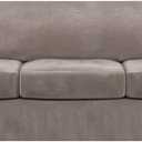 FantasDecor 4 Piece Sofa Velvet Couch Covers for 3 Cushion Stretch Slipcover with Individual Seat Cushion Elastic Furniture Protector for Pets, Machine Washable (Large Sofa, Taupe)