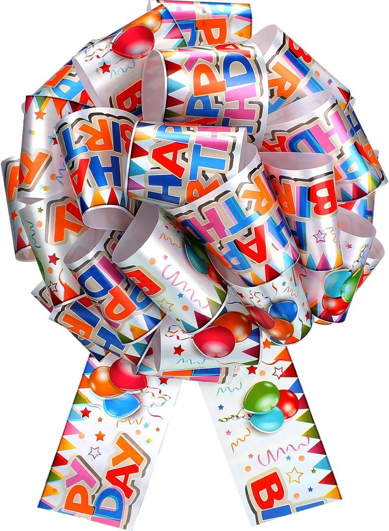 Retrowavy 2 Pcs 16 Inch Large Birthday Pull Bow for Present Gift Wrapping Giant Gift Bow for Car Colorful Car Ribbon for Birthday Party Holiday Presents