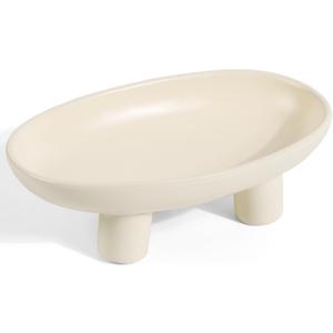 Fruit Bowl Three-Legs Ceramic Fruit Bowl for Kitchen Counter, 12 Inch Fruit Basket Decorative Candy Bowl for Table Dcor, Oval Large Bowls Key Bowl Home Table Dcor (Crme 12 Inch)