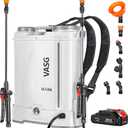 Battery Powered Backpack Sprayer 4 Gallon, 21V 2.6Ah Electric Weed Pump Sprayer with 6 Nozzles, Telescopic Wand (Stainless Steel + Plastic) for Garden Weed Lawn Yard Clean, Charger Included