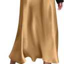 Zeagoo Skirts for Women High Waist Skirt Elegant Midi Skirt Satin (Beige, L)