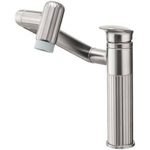 Lefton Rotatable Bathroom Faucet with 2 Water Modes, Single Hole Vanity Sink Faucet for Bathroom and Laundry Room, Brushed Nickel, BF2208-0