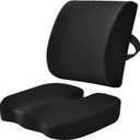 WMM Seat Cushion & Lumbar Support Pillow for Office Chair, Car Seat Wheelchair Travel, Reduce Tailbone Pressure for Lower Back, Tailbone, Sciatica, Hip Pain Relief (Black Mesh)