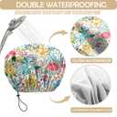 2 PCS Shower Cap Reusable Waterproof Double Layer Elastic Adjustable Hair Bath Caps Cute Aesthetic for Women Girls-Flowers