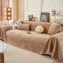 Washable Sofa Cover 71"x134" Cat Scratch Resistant Light Brown
