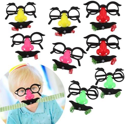 8 Pack Novelty Glasses Mask Toys For Kids, Mustache Glasses Blower, Funny Party Blowouts Blow Horns Birthday Party Noisemakers Whistles For Party Favors Goodie Bag Stuffers, Pinata Fillers