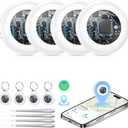 2026 New [Apple MFi Certified] (iOS Only) Tracker Tags-4 Pack, Tukio Bluetooth 5.3 GPS Tracker for Apple Find My, Replaceable Battery, 100dB Key Finder and Item Locator for Car, Keys, Luggage, White