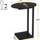 Hosfais Small Side Table End Table, C-Shaped Wood Coffee Table TV Tray for Eating Couch Tables for Small Space, Living Room, Bedroom, Couch (Black 2 Pack)