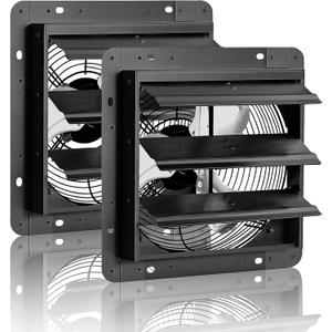 8'' Shutter Exhaust Fan, 760 CFM High-Speed Wall Mounted Exhaust Fan, 40dB Quiet Ventilation Attic Fan for Shed, Garage, Greenhouse, Basement, Chicken Coop, Generator Room, 2 Packs