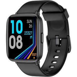 Fitness Tracker Watch with Heart Rate Monitor, Activity Tracker with Pedometer, Sleep Monitor, Calories & Step Counter, IP68 Waterproof Smart Watches for Women Men Fitness Watch for Sports (Black)