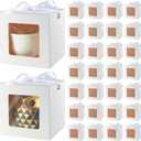 Yeaqee 36 Pcs Mug Boxes for Gifts Coffee Sublimation Mug Gift Boxes Bulk for 11oz 12oz 15oz Transparent Cups Wrapping with Window Blink Christmas Baby Shower Wedding Party Favor