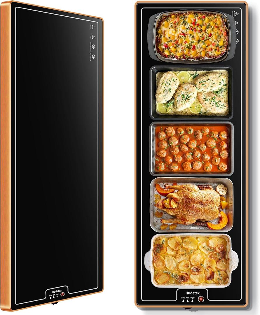 Extra Long 40"x12"-Tempered Glass Electric Warming Tray for Buffets Party/Home Daily UseWarming Mat for FoodFood Warming MatFood WarmerButton Temperature ControlHeating Fastly in 10s for Family (Extra Long-40x12, Black)