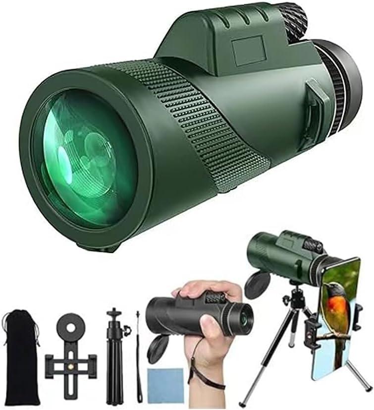 80x100 monocular Telescope, Suitable for Adults and Children, for Bird Watching, Hiking, and Concert Tours, with Phone Clip and Stand