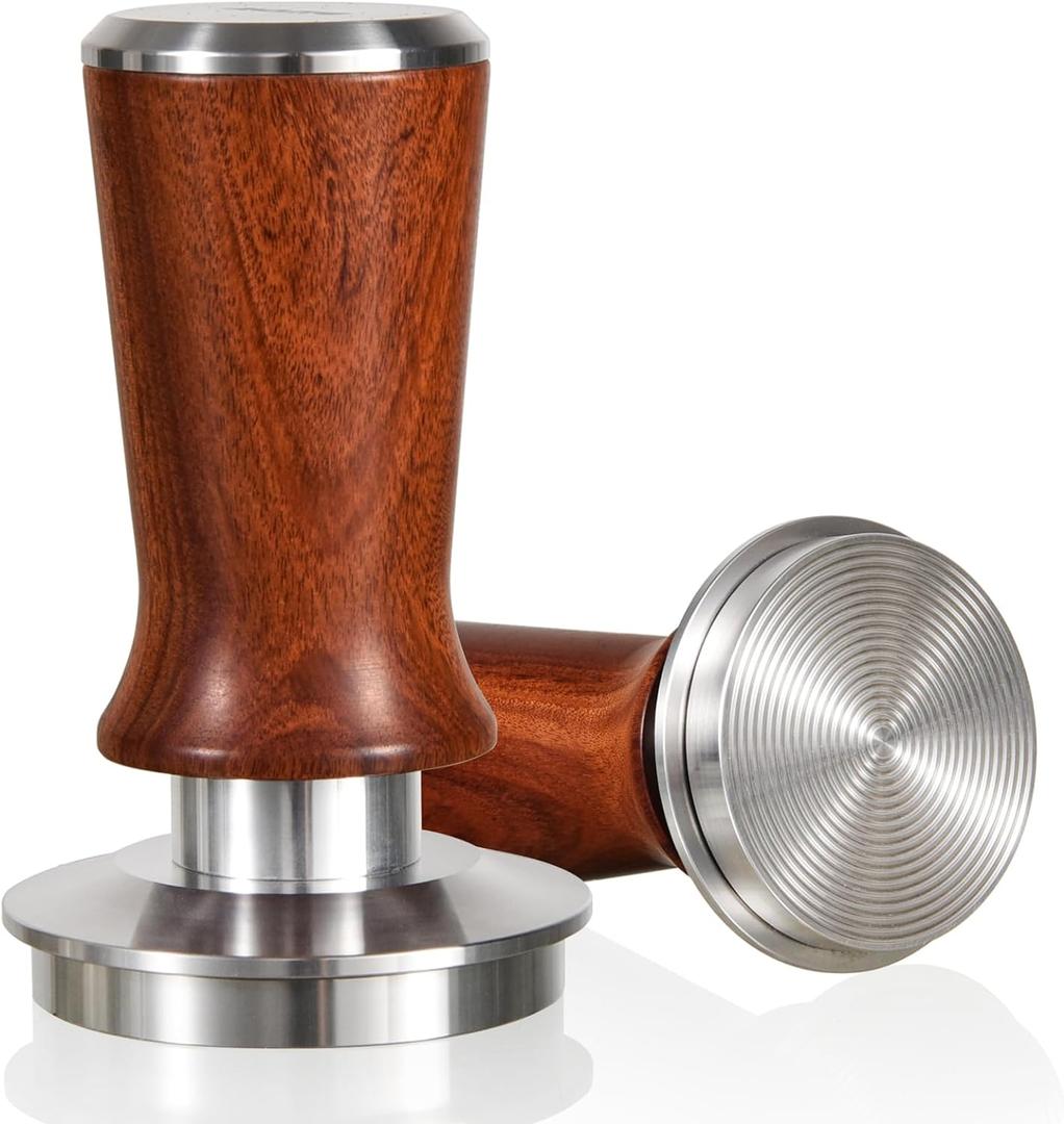 MATOW 58.5mm Espresso Hand Tamper, Dual Calibrated Spring Loaded Coffee Tamper with Stainless Steel Ripple Base, Pro-barista 30lbs Espresso Tamper with Red Rosewood Handle Fits 58mm Portafilter