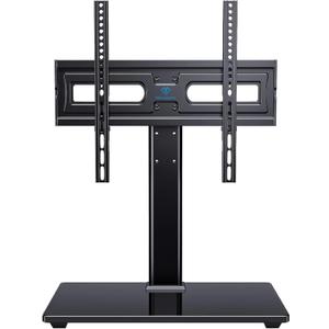 PERLESMITH Universal Swivel TV Stand-Table Top TV Stand for 32-65 inch TV-Height Adjustable TV Base with Heavy-Duty Tempered Glass Base, VESA 400x400mm up to 88lbs, PSTVS17