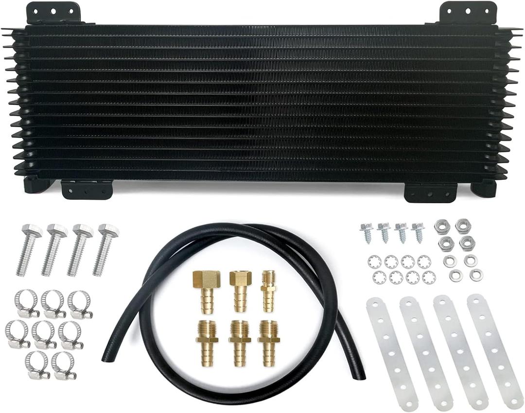 Low Pressure Drop Transmission Oil Cooler LPD47391 40K Trans Cooler Compatible with Heavy Duty 40,000 GVW Max including Mounting Hardware, Towing Applications and Advanced Cooling Protection 47391