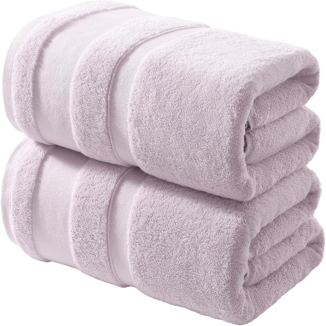 REDKISS 100% Cotton Bath Towels Set of 2, Extra Large Bath Sheets 35 X 70 Inches, 800G, Quick Dry, Ultra Soft & Super Absorbent Bathroom Towel Sets for Bathroom, Gym, Spa, Pool & Hotel, Purple