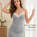 Girece Sexy Night Gowns for Women Lace Trim Sleep Dress Babydoll Lingerie Dress V Neck Lace Nighty (XL)