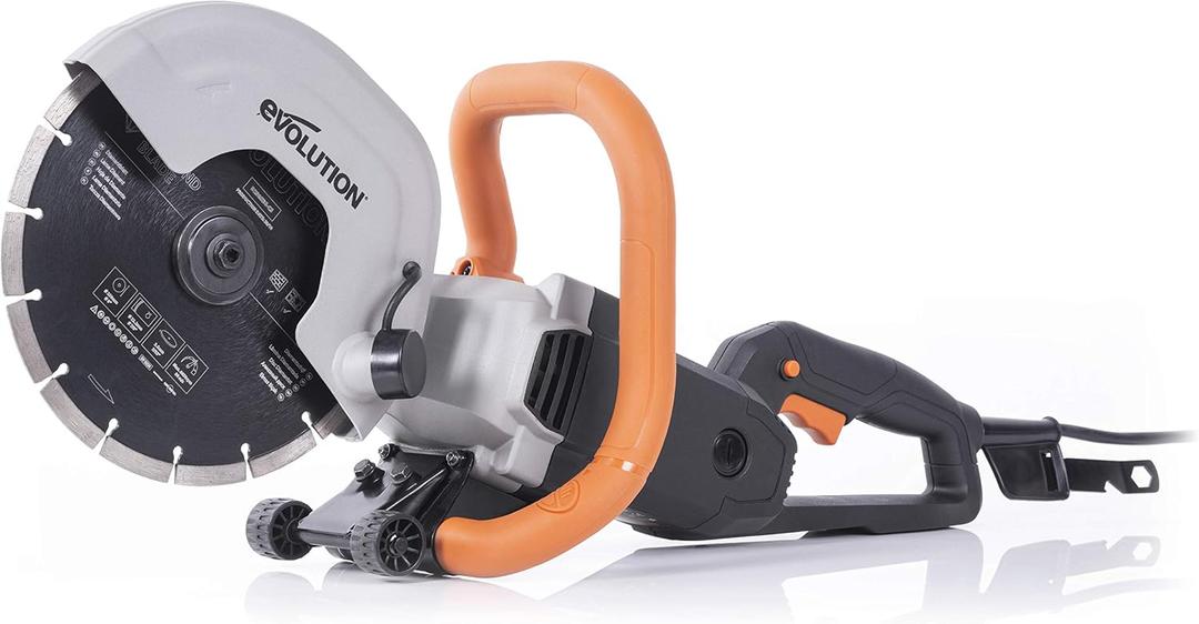 Evolution R230DCT - 9 in Concrete Saw (Circular, Angle Grinder, Cut Off/Chop, Demo) - 15A Motor, No Gas - 3-1/2 In Cut - Includes Diamond Masonry Blade