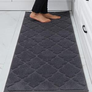 COSY HOMEER Soft Kitchen Floor Mats for in Front of Sink Super Absorbent Kitchen Rugs 20"x59" Non-Skid Standing Mat Washable,Polyester,Dark Grey (20"x 59")