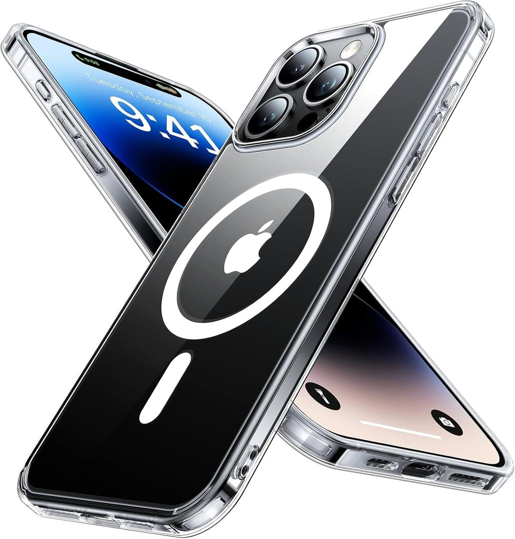 Strong Magnetic Clear for iPhone 15 Pro Max Case, [Never Yellow] [Compatible with MagSafe] [Military Grade Drop Tested] Shockproof Protective Slim Cover for iPhone 15 Pro Max Phone Case, Clear