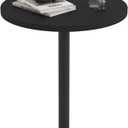 C Shaped Side Table, Round End Table, Tv Trays Table for Couch, Small Snack Table with Metal Leg for Living Room, Bedroom, Bedside, Sofa and Office (Black)